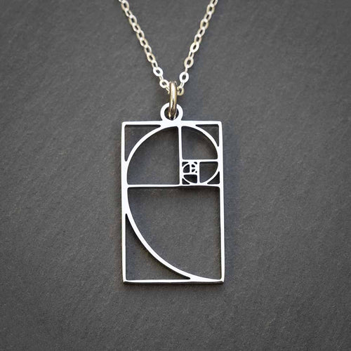 Fibonacci necklace in silver, main view
