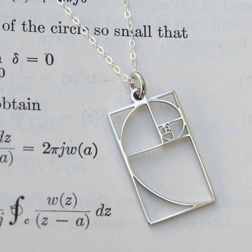 Fibonacci necklace in silver, close-up detail