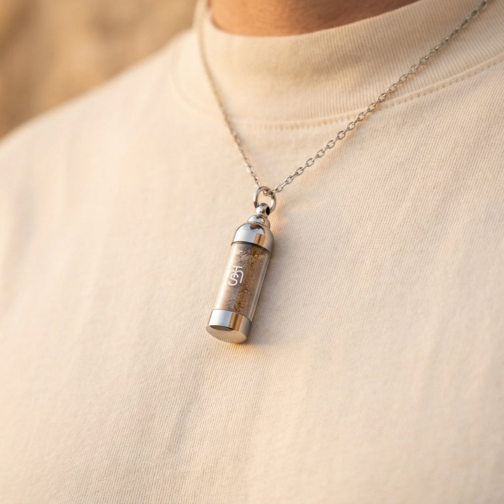 Pendant of Eternal Faith numbered glass pendant, worn view