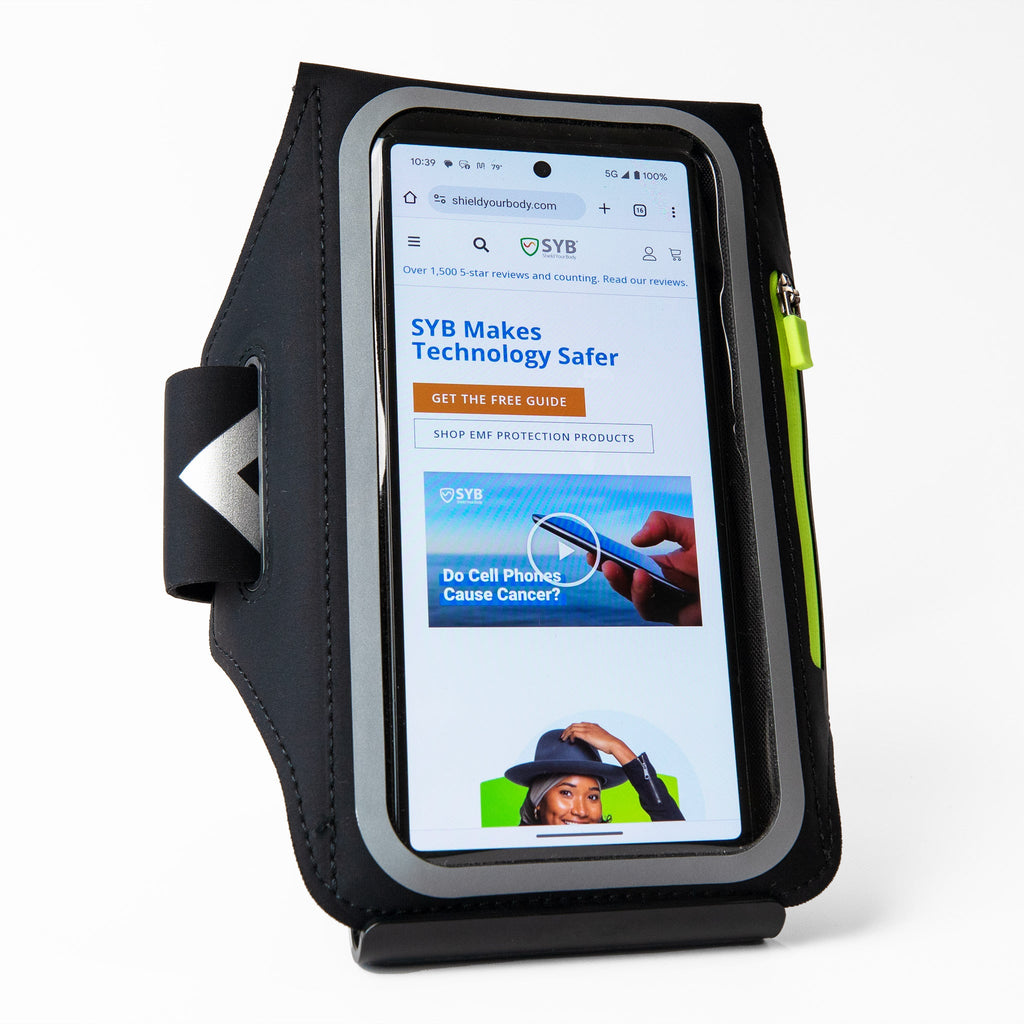 SYB arm band phone pouch, full standing view