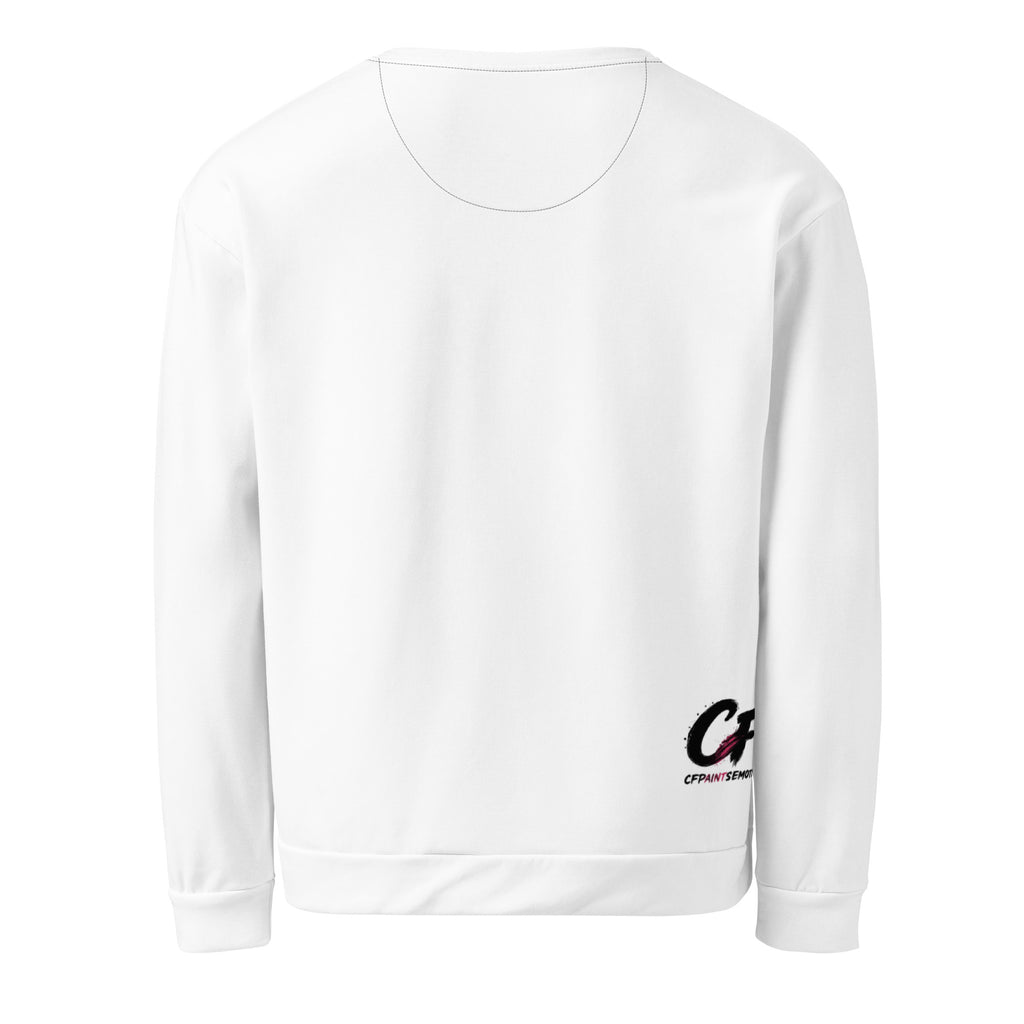 All-over print unisex sweatshirt in white, back view