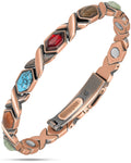 Women's copper magnetic bracelet with mixed stones, main view