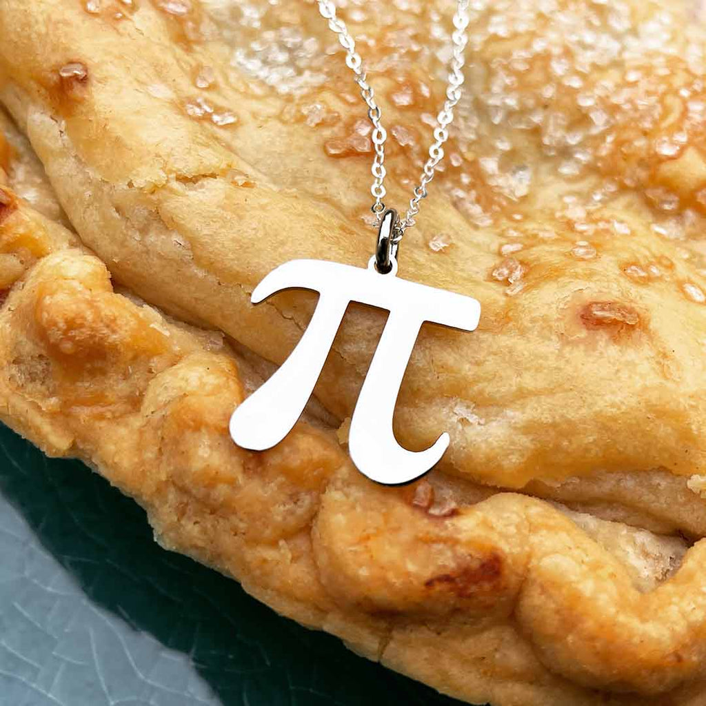 Pi necklace in silver, main view