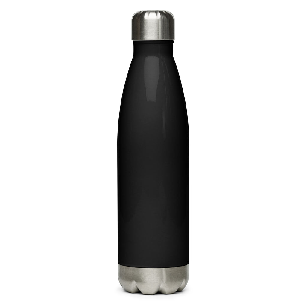 17oz stainless steel water bottle in black, back view