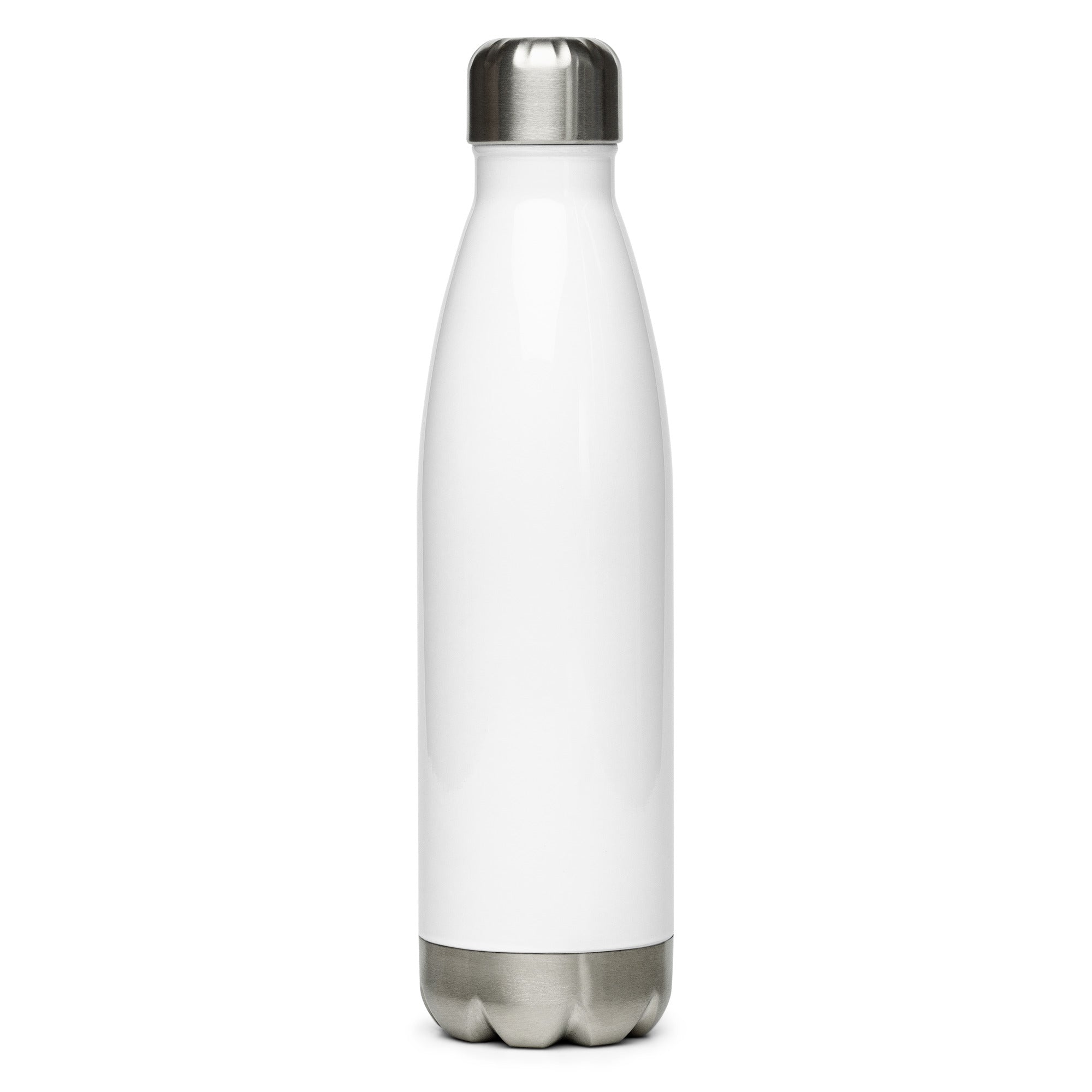 17oz stainless steel water bottle in white, back view