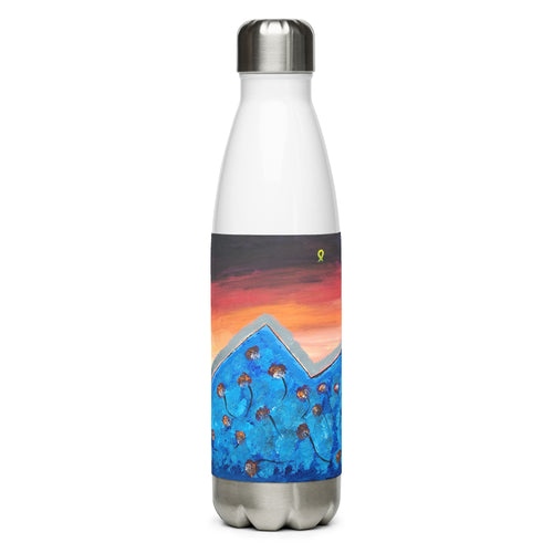 17oz stainless steel water bottle in white, front view