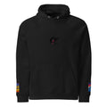 Unisex eco raglan hoodie in black, front view