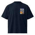 Organic oversized high-neck t-shirt in French navy, front view