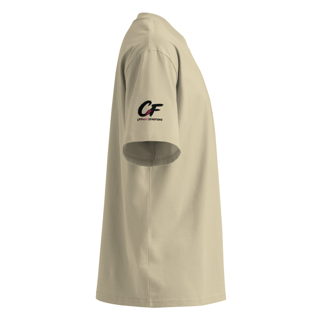 Organic oversized high-neck t-shirt in stone, right side view