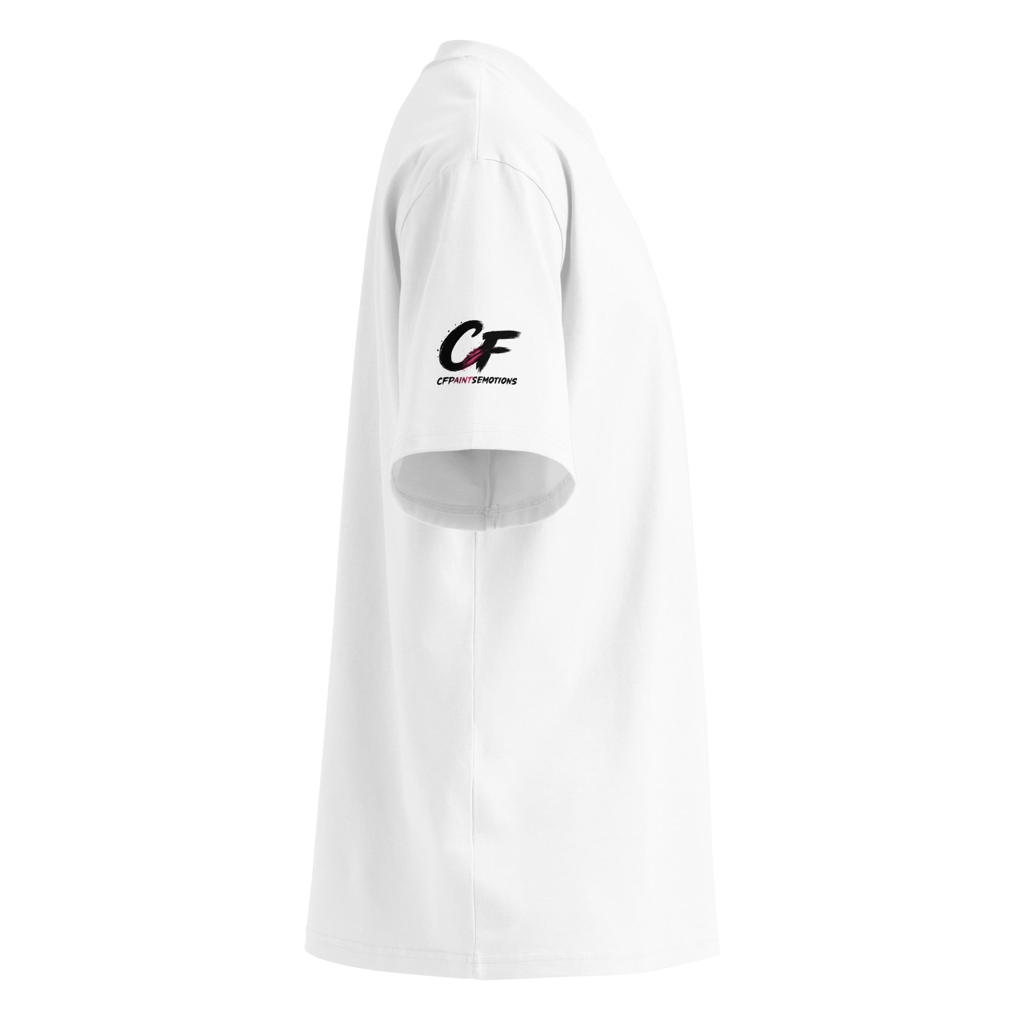 Organic oversized high-neck t-shirt in white, right side view