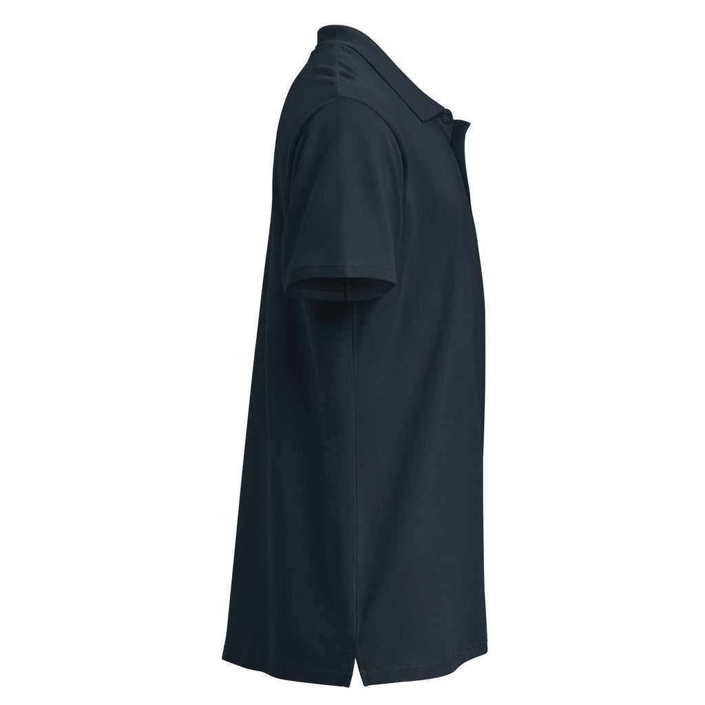 Premium pique polo shirt in navy, right side view