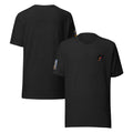 Unisex heather soft cotton t-shirt in black heather, front and back view