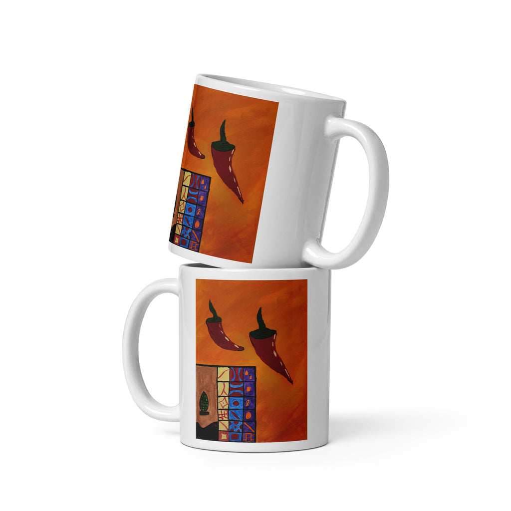 White glossy coffee mug, 11 oz front view
