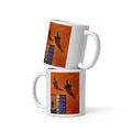 White glossy coffee mug, 11 oz front view